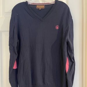 Mens purple size Medium El Ganuso sweater bought in Paris. Pink arm patches.